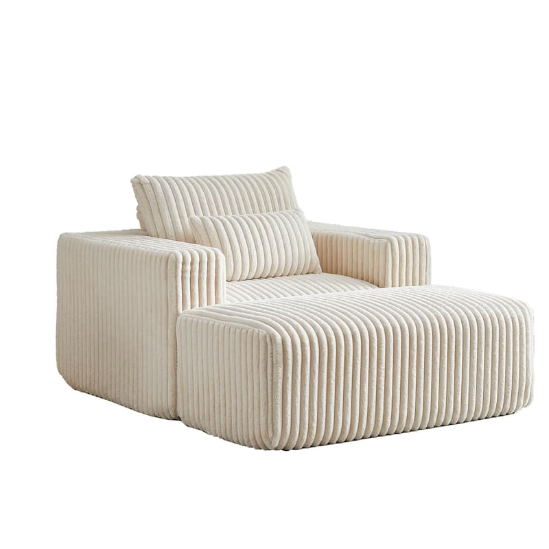 Cozy 62.5-Inch Recliner Chair with Footrest - Plush No Assembly Sofa for Indoor Relaxation