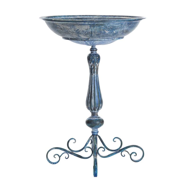 SAFAVIEH Outdoor Brisa Victorian Scroll Iron Bird Bath - 19" W x 19" D x 27" H - 19"W x 19"D x 27"H
