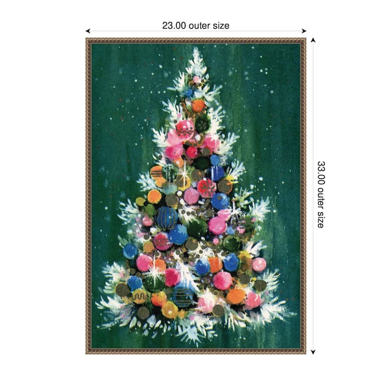 Kate and Laurel Sylvie Beaded Christmas Tree Framed Canvas by Corinna Buchholz of Piddix