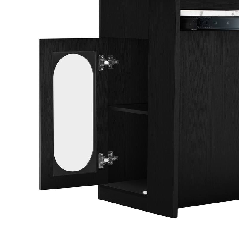 57.7" Kitchen Island with Extendable Top on Wheels, Kitchen Dining Table, Bar Table with Drawers and Power Outlet