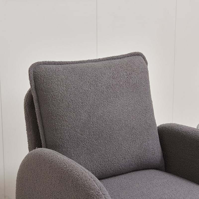 Lamb Fabric Accent Chair With Solid Wood Frame