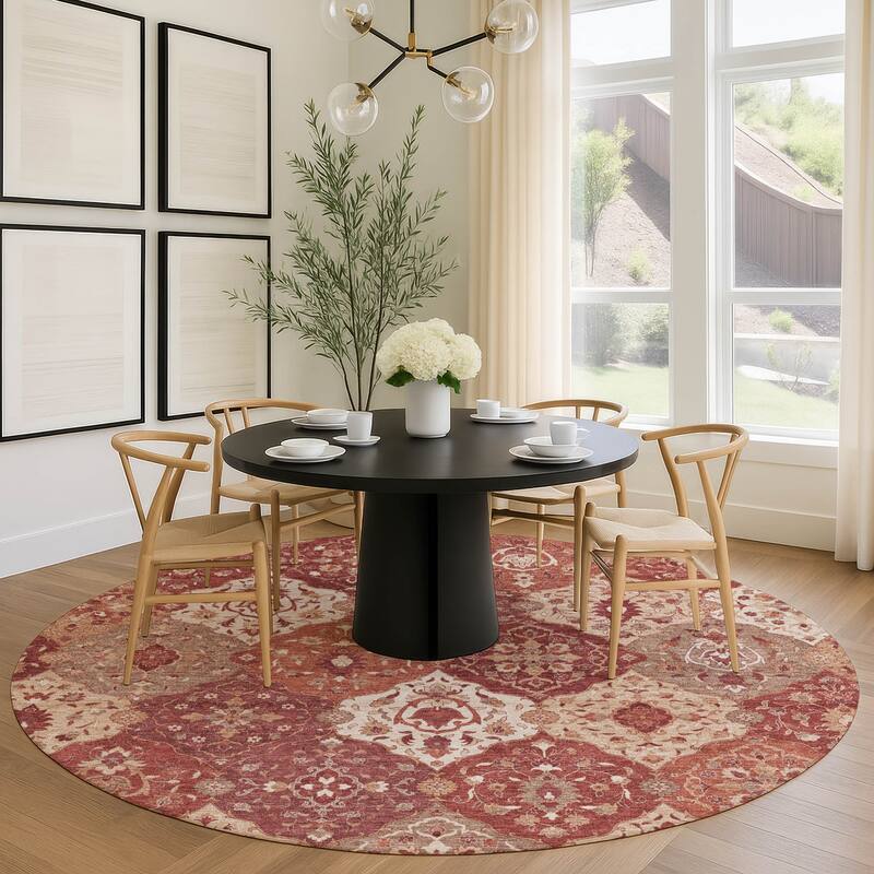 Machine Washable Indoor/ Outdoor Traditional Panel Chantille Rug
