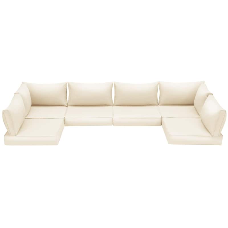 Outdoor Replacement Cushions for Patio Furniture, Waterproof & Non-Slip 4" Sofa Cushions, 6-Seat Conversation Sets, UV-Resistant - Beige