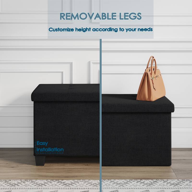 Empyrean Tuffted Folding Foot Rest Storage Ottoman Bench with Storage Bins