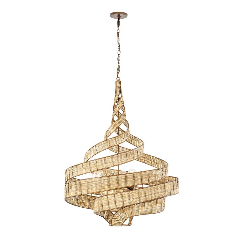 Flow Hand-Crafted Recycled Steel 6-Light Large Twist Pendant