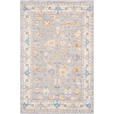 Pasargad Home Oushak Hand-Knotted Wool Grey Area Rug - 6' 0'' X 9' 2''