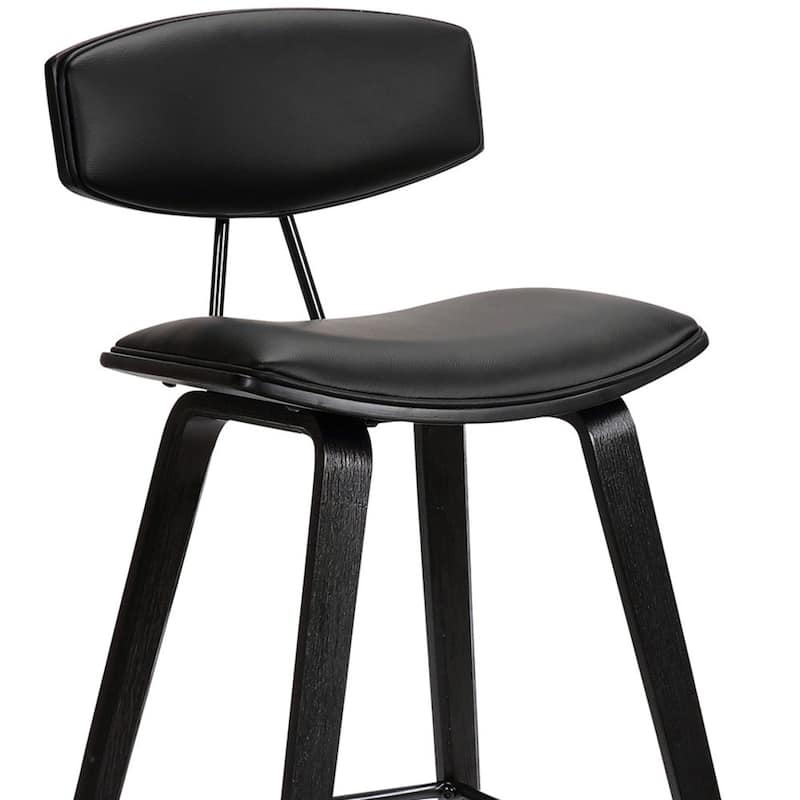 Faux Leather Saddle Bar Stool with Iron Frame and Low Back Support - 19” x 16” x 38” (D x W x H)