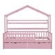 preview thumbnail 25 of 31, Twin Size Wooden House Bed Kids Bed with 2 Drawers and Storage Shelf