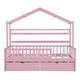 preview thumbnail 25 of 31, Wooden Twin Size House Bed with 2 Drawers,Kids Bed with Storage Shelf, Gray