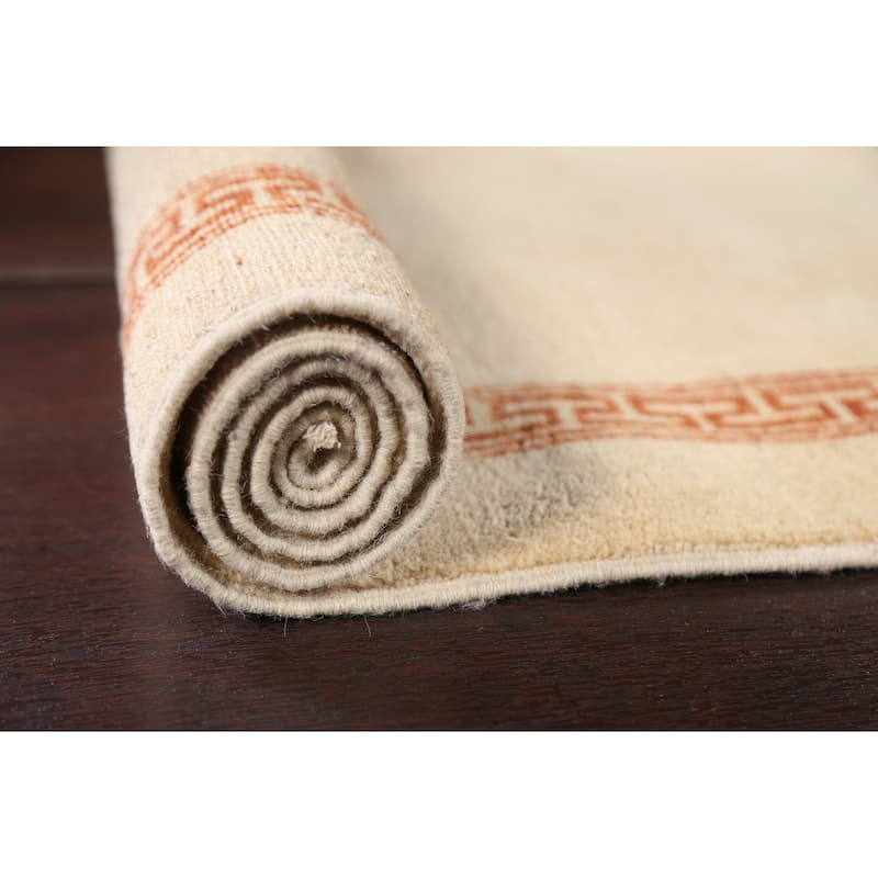 Neutral Gabbeh Kashkoli Oriental Runner Rug Wool Hand-knotted Carpet - 2'7" x 9'3"