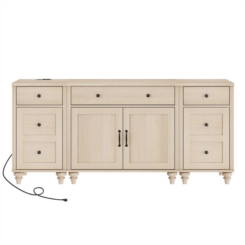 Farmhouse TV Stand with Doors and Drawer﻿