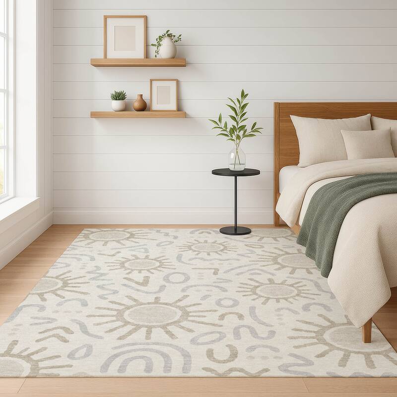 Machine Washable Indoor/ Outdoor Modern Sol Chantille Rug