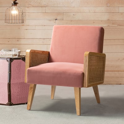 Carmina Upholstered Accent Chair with Natural Rattan Arms by HULALA HOME
