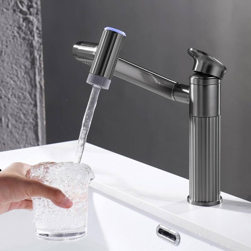 Lefton Rotatable Bathroom Faucet with Temperature Display in Fahrenheit with 2 Water Modes, BF2208-PRO