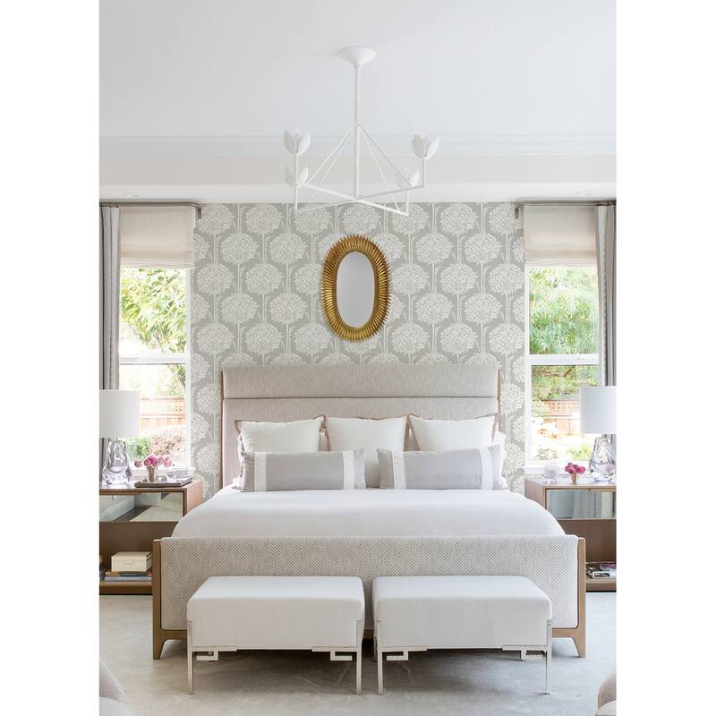 A-Street Prints Zaria Grey Topiary Wallpaper