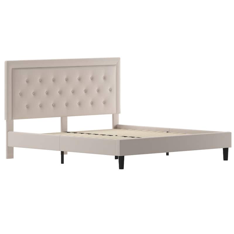 Panel Tufted Upholstered Platform Bed