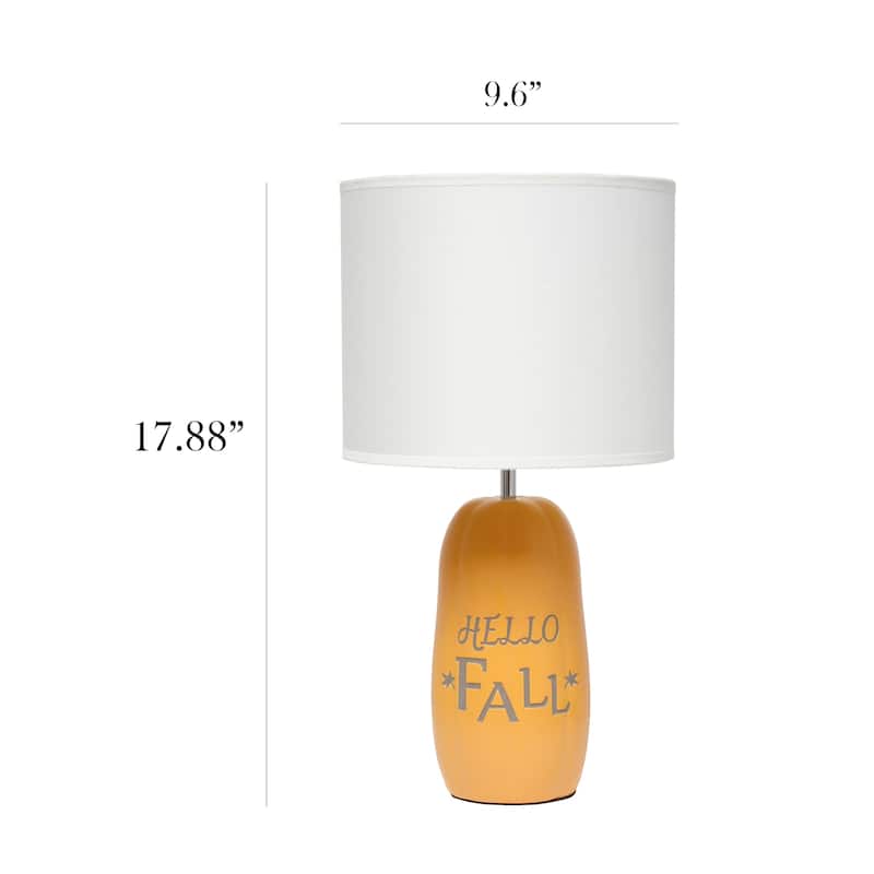 Hello Fall Pumpkin Base Table Lamp with White Drum Shade - 17.75" - Orange