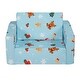 preview thumbnail 9 of 8, Sky Blue Foam Foldable Kids Sofa Bed with Printed Fabric and Zippers - 40.94” L x 22.83” W x 12.60” H