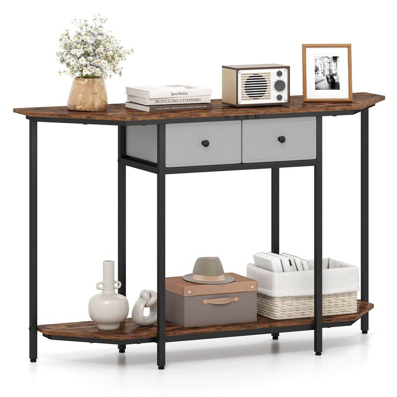 Costway 51" Console Table with 2 Drawers Open Storage Shelf 2-Tier - See Details