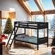 preview thumbnail 15 of 34, Luxury Twin-over-Twin Bunk Bed with Angled Ladder, White