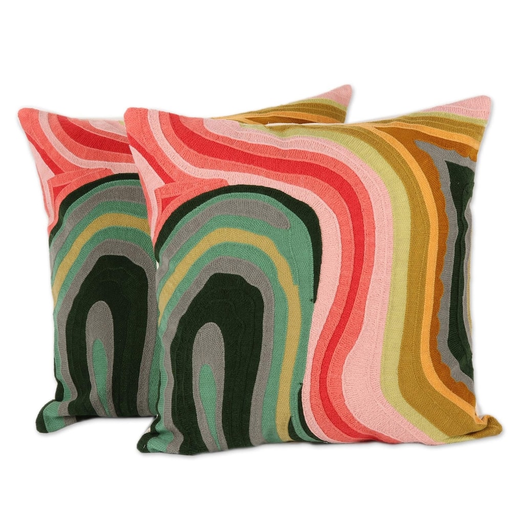Novica Handmade Abstract Evening Cotton Cushion Covers (Pair)