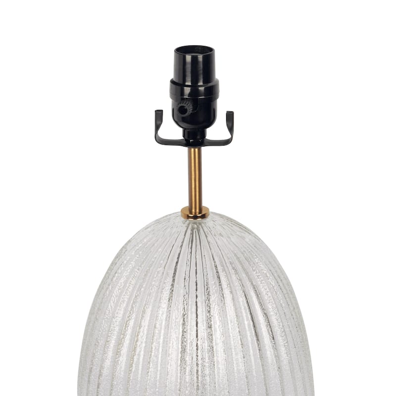 Ribbed Glass Lamp Base Clear Table Lamp Large Linen Shade