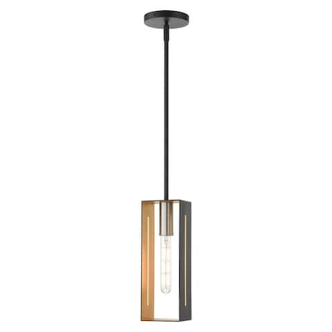1 Lt Textured Black with Brushed Nickel Accents Pendant - dark