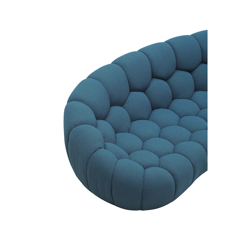 Divani Casa Yolonda Modern Curved Dark Teal Fabric Sofa