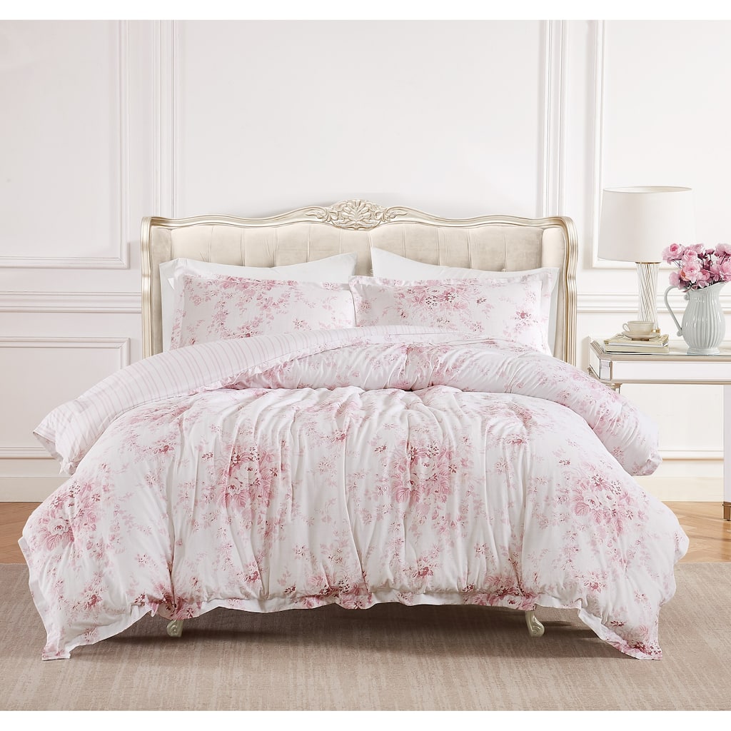 Shabby Chic Garden Floral 3 Piece Comforter Set