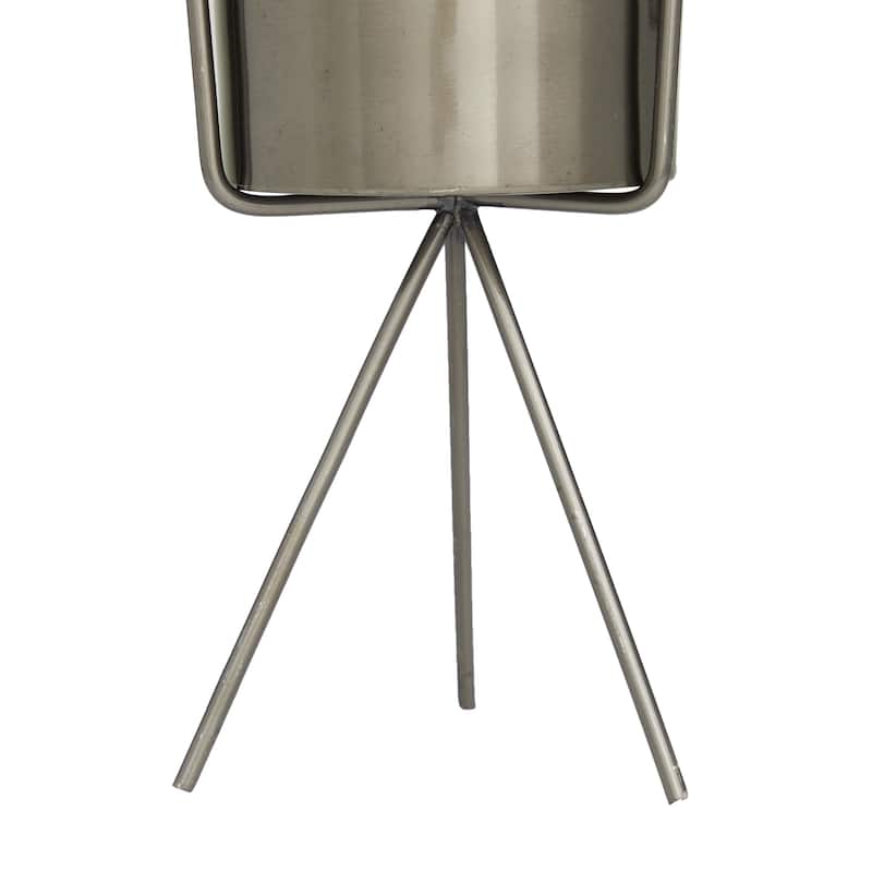 Metal Small Indoor Outdoor Planter with Removable Stand - Set of 2 Silver, Gold or Dark Gray - CosmoLiving by Cosmopolitan