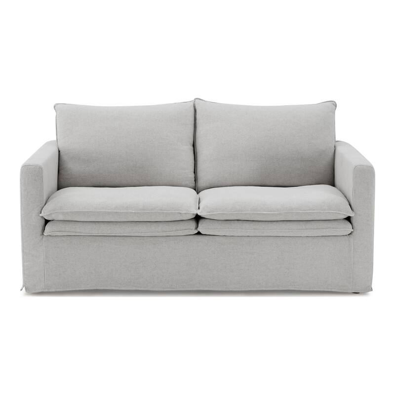 Furniture of America Caspian 3-Piece Light Grey FSC & OEKO TEX Linen Sofa Set with Feather Blend Cushions