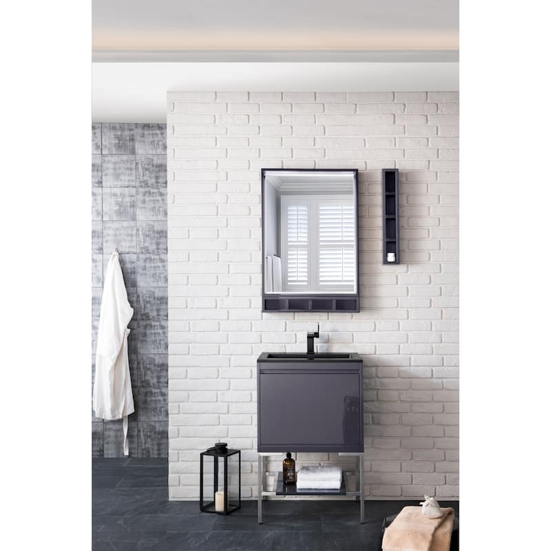James Martin Vanities Milan 23.6" Rectangular Cube Mirror - Modern Gray