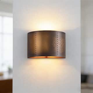 Artisan 1-Light Damp Rated Antique Bronze Wall Sconce - 12 in. W