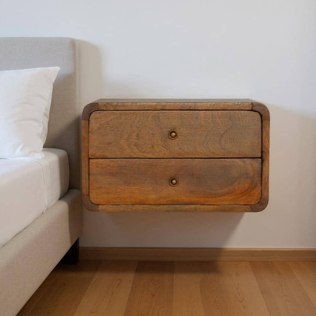 HomeRoots 18" Brown Solid Wood Floating Nightstand