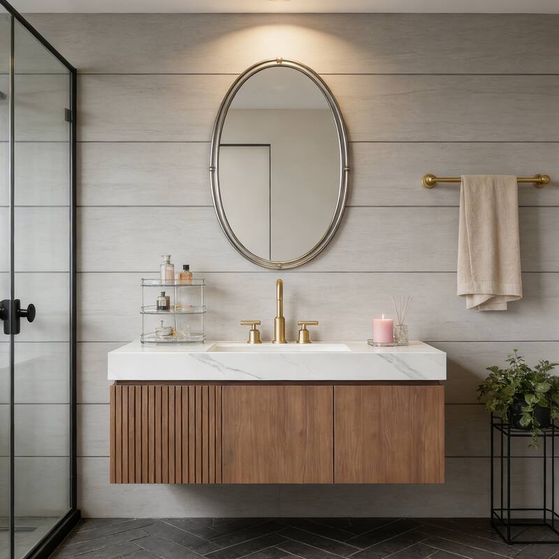 Floating Storage Bathroom Vanity with 3 Pre-drilled Faucet Holes