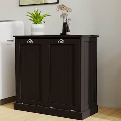 MDF Laundry Sorter Cabinet with Two Removable Bags