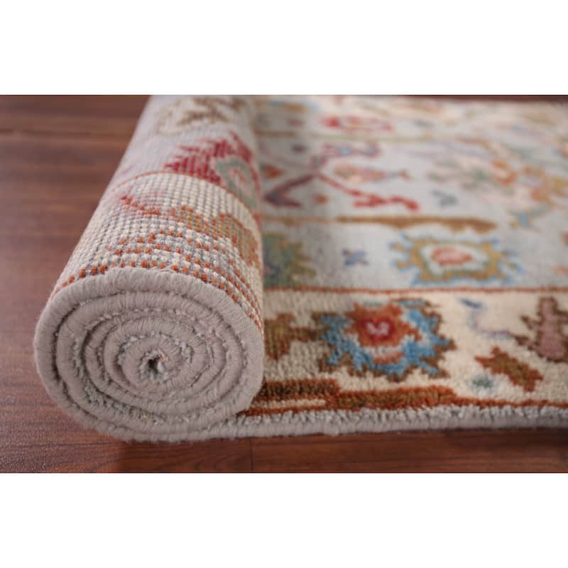 Light Blue Oushak Oriental Accent Rug Handmade Wool Carpet - 2'7"x 5'11"