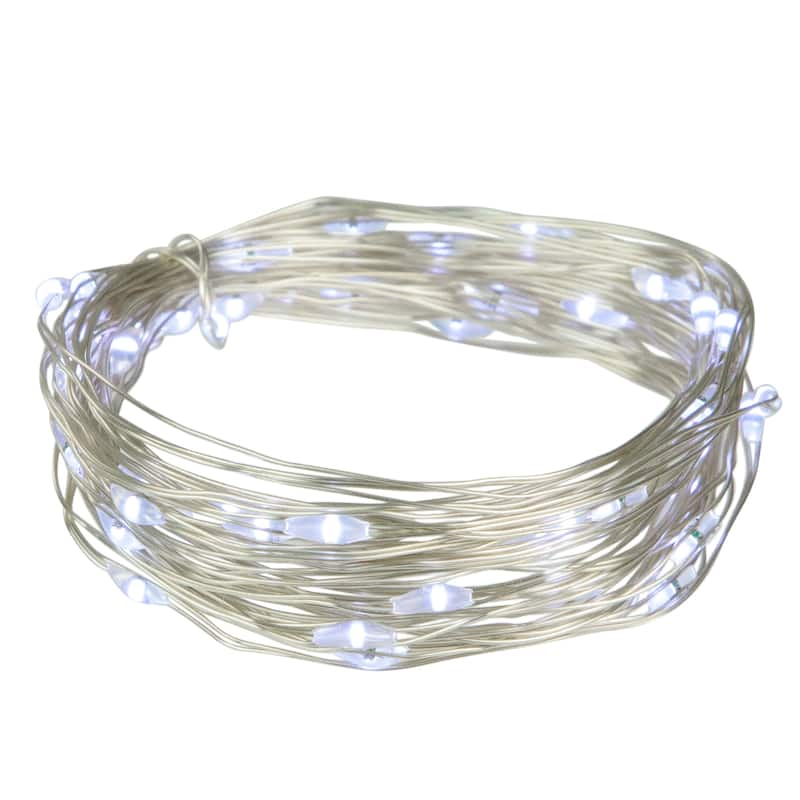 50-Count LED Micro Fairy Christmas Lights - 16ft Copper Wire