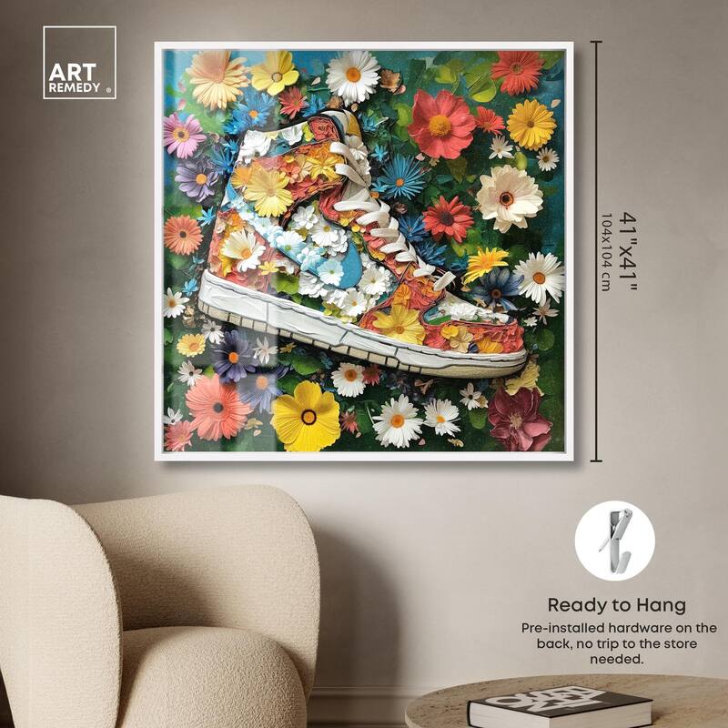 Painted in Floral Sneaker Shadowbox by Art Remedy