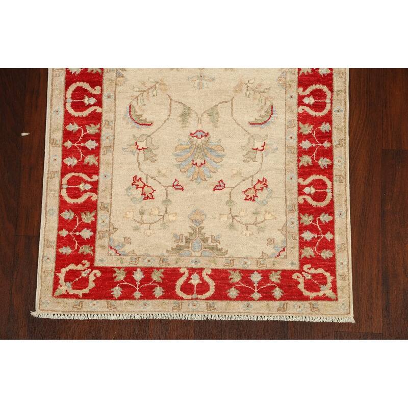 Vegetable Dye Peshawar Chobi Wool Runner Rug Handmade Oriental Carpet - 2'9" x 9'8"