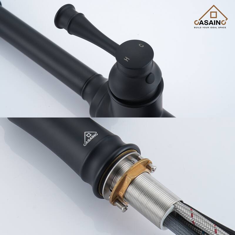 Single Handle 21 in. Pull Down Sprayer Kitchen Faucet