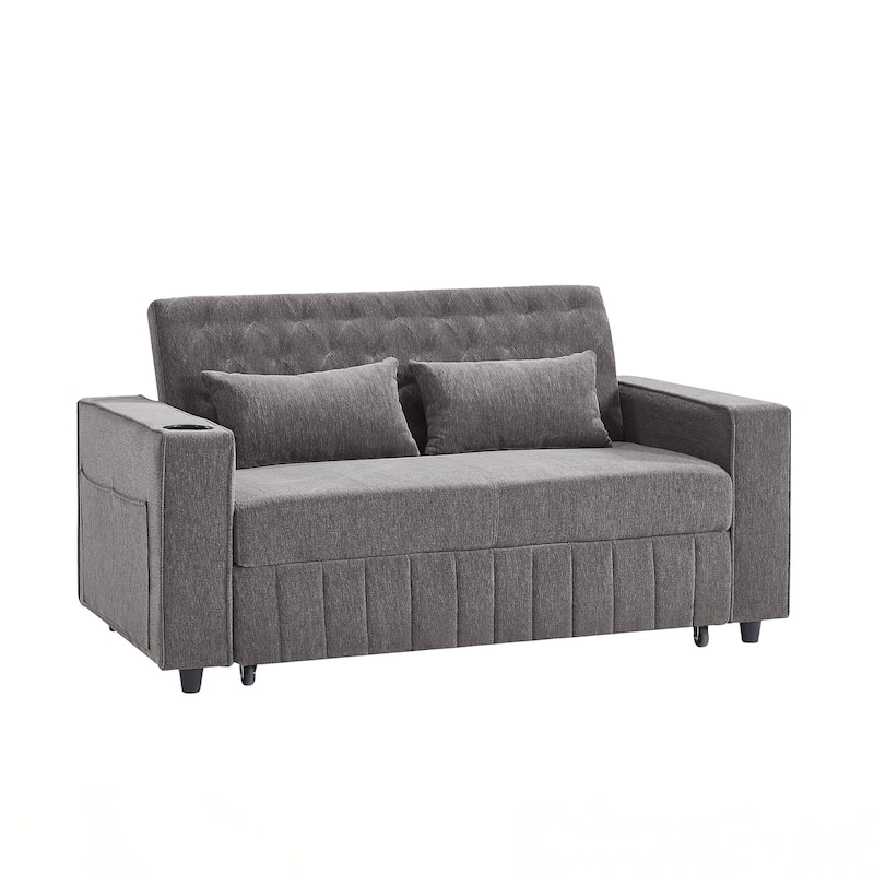 Pull-out Sofa Bed Convertible Couch Loveseat Sofa Modern Sleeper Sofa with Adjustable Backrest for Living Room