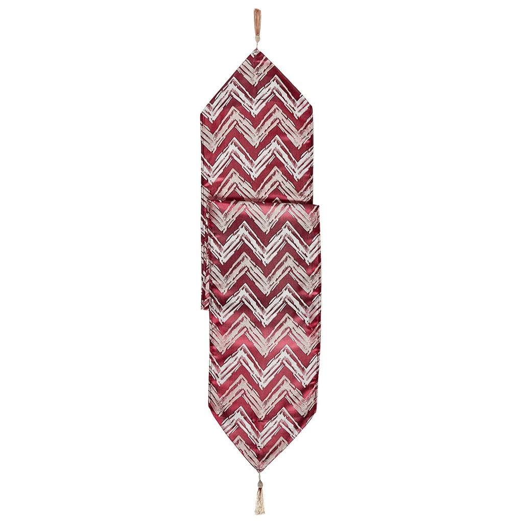 Violet Linen Fantasy Modern Zig Zag Chevron Pattern Table Runner