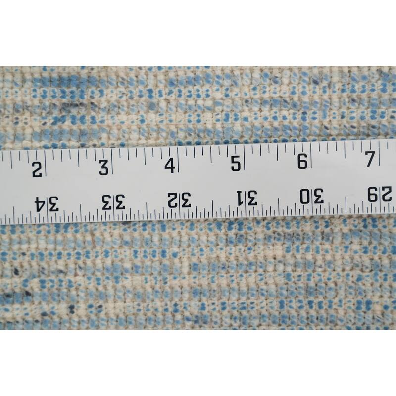 Hand Knotted Oriental Viscose Silk Carpet Modern Pictorial Navy Blue & Blues Abstract Area Rug - 7' 6'' X 5' 5''