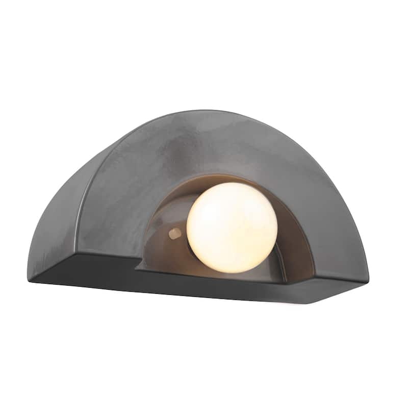 Ceramic Crescent Wall Sconce - Gloss Grey
