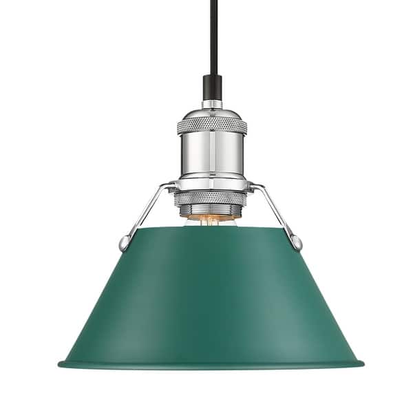 slide 2 of 3, Yep by Golden Lighting Orwell 1-light 8in Pendant in Chrome and Pine Green shade - Small Pendant - 7"