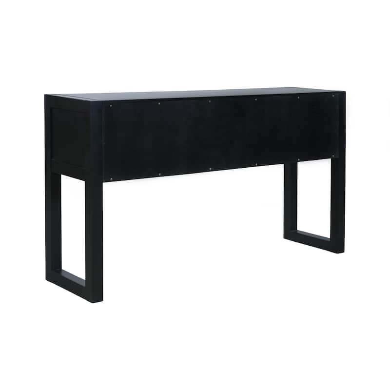 Christopher Knight Home - Modern Geometric Carved Console Table with Soft-Close Drawers & Fluted Legs for Living Room, Hallway