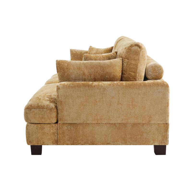 88"W 3-Seater Sofa Chenille Upholstered Couch Modern Loveseat Sofa Wooden Frame Sofa for Living Room