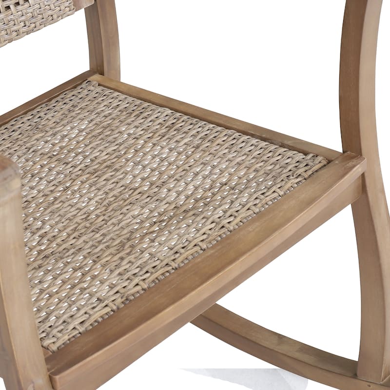 Welby Outdoor Acacia Wood and Wicker Outdoor Rocking Chair by Christopher Knight Home