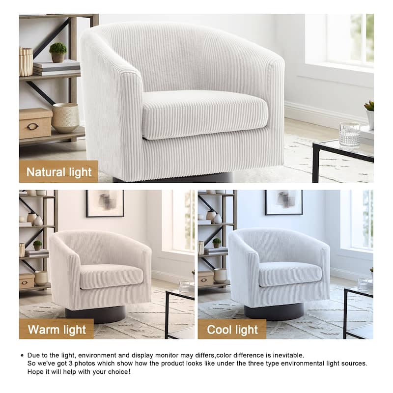 Corduroy Upholstered Swivel Barrel Chair